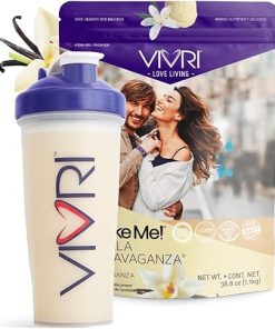 VIVRI Shake Me! Vanilla Meal Replacement Protein Powder | 38.8 oz | 45 Essential Nutrients | 23 Vitamins and Minerals | Gluten Free | Non GMO | Mix in Water | Magnesium | Vitamin D | Iron | Vitamin C 2