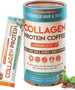 Collagen Protein Peptides Powder – Organic Protein Coffee for Men & Women- Promotes Glowing Skin