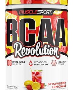 Musclesport BCAA Revolution Amino Acid Powder Supplement for Men & Women – Intra Workout Training Complex – Recovery Supplemen (Strawberry Lemonade- 30 Servings)