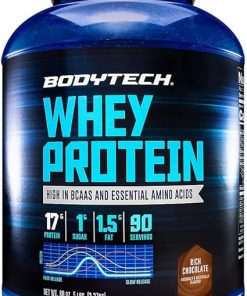 BodyTech Whey Protein – with 17 Grams of Protein per Serving Ideal for Post-Workout Muscle Building- Contains Milk & Soy – Rich Chocolate (5 Pound)
