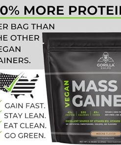– Mocha Vegan Mass Gainer – 5 lb Natural High Calorie Protein Powder – GMO- Gluten 2