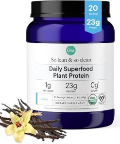 Ora Organic Plant-Based Protein Powder – 23g Protein for Women and Men – Vanilla Flavor 20 Servings- Vegan