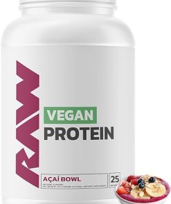 RAW Vegan Protein Powder- Acai Bowl – 20g of Plant-Based Protein Powder & Fortified with Vitamins for Muscle Growth & Recovery – Low-Fat