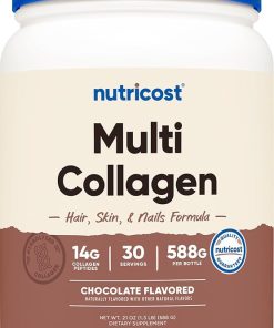 Nutricost Multi Collagen + Beauty & Protein Powder (Milk Chocolate Flavor) 30 Servings – with Biotin and Collagen Peptides- Non-GMO