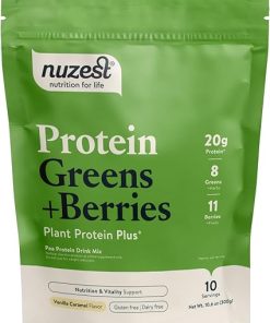 Nuzest – Protein Greens + Berries – Superfood Powder – Plant Protein Blend – 300g / 10.6 oz Pouch (10 Servings) (Vanilla Caramel- 300g)