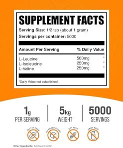 BulkSupplements.com BCAA 2:1:1 Powder – Branched Chain Amino Acids- BCAAs Amino Acids Powder – Unflavored & Gluten Free 2