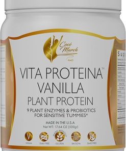 Cocó March N.M.D Vita Protein Vegan Vanilla Plant Protein- 20g Per Serving for Sensitive Tummies with Plant Enzymes and Probiotics – Free from Gluten