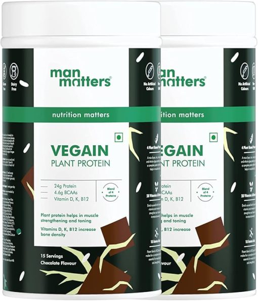 Man Matters VEGAIN Plant Protein Powder for Men100% Vegetaria Made with Pea- Brown Rice