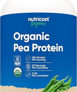 Nutricost Organic Pea Protein Powder (3 LBS) Unflavored – Certified USDA Organic- Protein from Plants