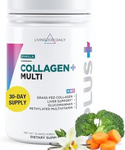 Livingood Daily Collagen Powder for Women & Men (Vanilla) – Grass-Fed Hydrolyzed Collagen Peptides- Protein & Multivitamins for Healthy Hair