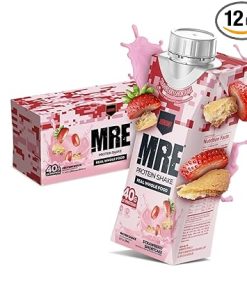 REDCON1 MRE Ready to Drink Protein Shakes- Strawberry Shortcake – Protein Drinks with Whole Food Sources – Sugar Free RTD Shake Formulated to Fuel Athletes at Any Time (12 Pack)