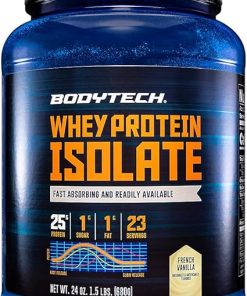 BodyTech Whey Protein Isolate Powder – with 25 Grams of Protein per Serving & BCAA’s – Ideal for Post-Workout Muscle Building & Growth- Contains Milk & Soy – Vanilla (1.5 Pound)