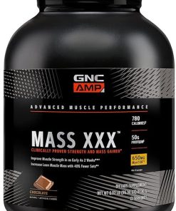 GNC AMP Mass XXX Mass Gainer Protein Powder | 50g Protein | Targeted Muscle Building and Workout Support Formula with MyoTor- BCAA and Creatine | Chocolate | 13 Servings