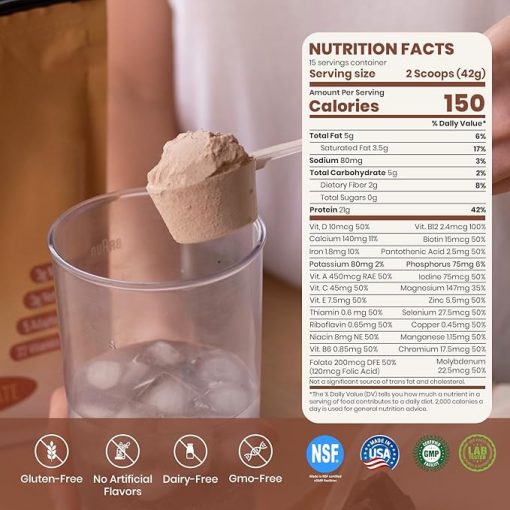 UpNourish Chocolate Vegan Protein Powder 54 Superfoods Powder-1.5 Billion CFU Probiotics 21g Plant Based Protein - Image 2