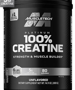 Creatine Monohydrate Powder MuscleTech Platinum Pure Micronized Muscle Recovery + Builder for Men & Women Workout Supplements Unflavored (80 Servings)