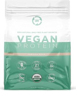 BN Labs Organic Vegan Protein Powder – Plant Based Protein Powder Blend with Pea Protein and Added Organic Omega’s – Raw- Non Dairy