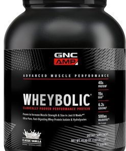 GNC AMP Wheybolic Whey Protein Powder Isolate with BCAA | Targeted Muscle Building and Workout Support Formula | Gluten Free | Classic Vanilla | 25 Servings