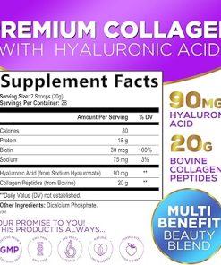 Collagen Peptides Powder – Unflavored Grass Fed Collagen Powder Type I & III Collagen Supplements with Hyaluronic Acid & Biotin – Women’s Hair- Nail 2