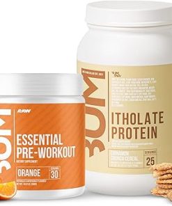 RAW Whey Isolate Protein Powder & Essential Pre-Workout Powder Bundle (Cinnamon Crunch & Orange)