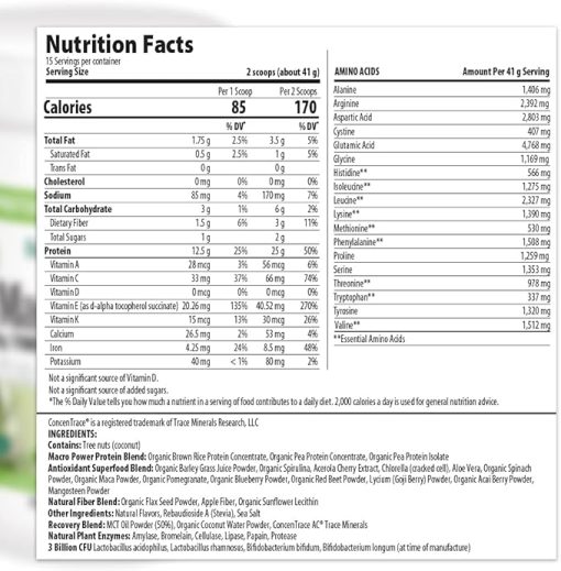 MacroLife Naturals MacroMeal Vegan Protein Powder Superfood Greens Probiotics + Fiber- Immune Energy Digestive Daily Essentials for Women & Men Gluten-Free - (15 Servings) (15 Servings - Image 2