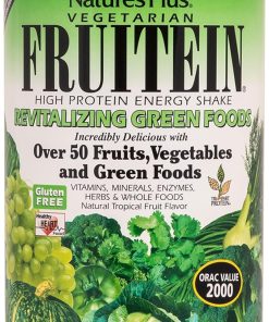 NaturesPlus FRUITEIN Revitalizing Green Foods Shake – 1.3 lbs – Plant-Based Protein (13g/Serving) – Supports Energy & Immune System – Vegetarian- Gluten Free & Non-GMO – 16 Servings