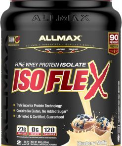 ALLMAX ISOFLEX Whey Protein Isolate- Blueberry Muffin – 2 lb – 27 Grams of Protein Per Scoop – Zero Fat & Sugar – 99% Lactose Free – Gluten Free & Soy Free – Approx. 30 Servings