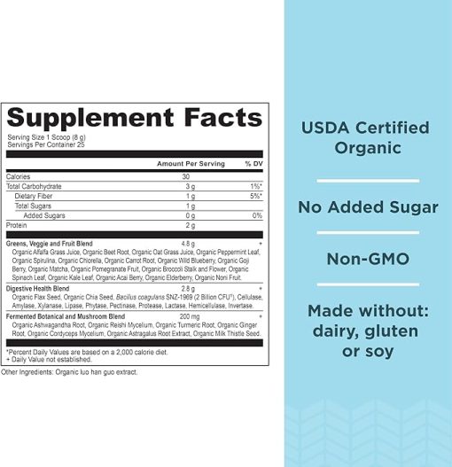 Ancient Nutrition Organic Supergreens Powder- Greens Flavor - Image 2