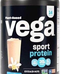 Vega Sport Protein Powder Vanilla (14 servings- 20.4 oz) – Plant-Based Vegan Protein Powder