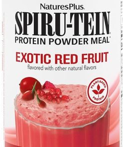 NaturesPlus SPIRU-TEIN- Exotic Red Fruit – 1.1 lb – Plant-Based Protein Powder – Vitamins & Minerals for Energy – Vegetarian