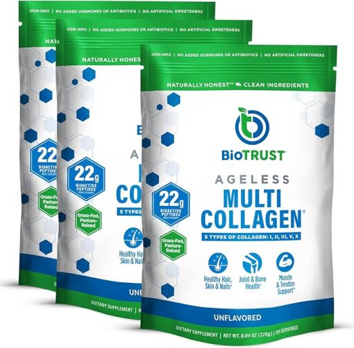 BioTrust Ageless Multi Collagen Peptides Powder – 5 Types (I- II