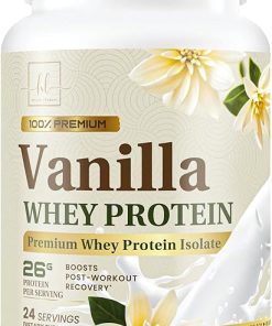 100% Whey Protein Powder- Creamy Vanilla Whey Isolate 26g Protein & BCAAs – Support Muscle Growth