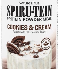 NaturesPlus SPIRU-TEIN Shake – Cookies & Cream – 1.15 lbs- Spirulina Protein Powder – Plant Based Meal Replacement