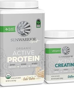 Sunwarrior Vegan Protein Powder USDA Organic | 20 Servings Cake Batter Flavored & Creatine Monohydrate Powder | 60 Servings Unflavored