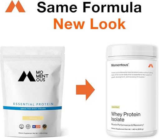 Momentous Essential Grass-Fed Whey Protein Powder - 20g Whey Isolate Protein - NSF Certified- Gluten-Free - Image 2