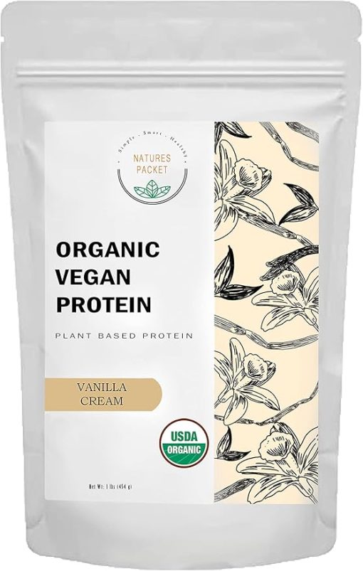 Organic Vegan Protein Powder - Plant Based Protein- Vanilla Flavor - Non Dairy