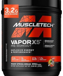 MuscleTech Pre-Workout Powder- Vapor X5 – Sports Nutrition Muscle Building Supplements for Women & Men – Intense Muscle Pump Energy Powder Drink Mix – Miami Spring Break
