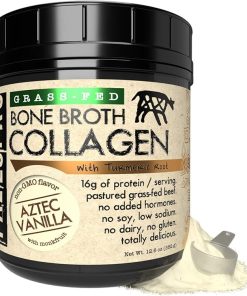 PaleoPro Bone Broth Collagen w/Turmeric Root (Aztec Vanilla) Grass-Fed & Pastured Beef Collagen | Gluten Free- Dairy Free