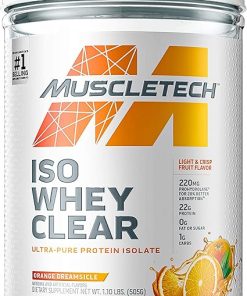 Muscletech Clear Whey Isolate Protein Powder Bundle – Lemon Berry Blizzard and Orange Dreamsicle Flavors- 22g Protein