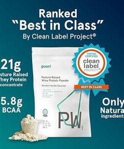Puori Whey Protein Powder – Bourbon Vanilla – PW1 Pasture Raised- Grass-Fed & Non-GMO – 100% Natural and Pure for Muscle Growth – 21g Protein 1.98lbs – Gluten-Free 2