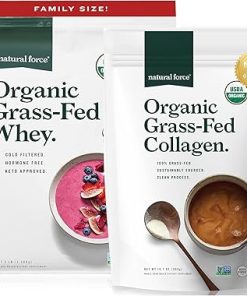 Natural Force Grass Fed Organic Whey Protein Powder 5 Pound A2 Protein Organic Clean Collagen Peptides Powder Unflavored- 10.7oz