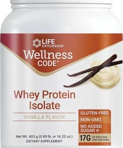 Life Extension Wellness Code® Whey Protein Isolate (Vanilla)- Protein and branched-Chain Amino acids for Muscle Growth & Immune Health