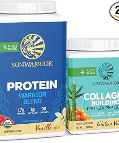Sunwarrior WarriorBlend Plant-Based Protein Powder Vanilla Flavored 30 Servings & Collagen Peptide Building Powder Vanilla Flavored 20 Servings