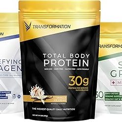 Transformation Vanilla Protein Powder | 30G Multi-Protein Superblend + Grass-Fed Hydrolyzed Collagen Peptides Powder- Hair- Skin