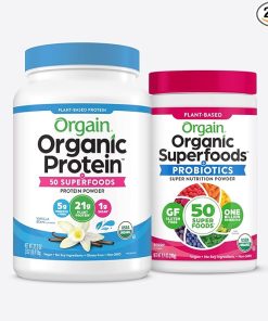 Orgain Organic Protein + Superfoods Powder (Vanilla Bean) and Orgain Organic Greens Powder + 50 Superfoods (Berry)