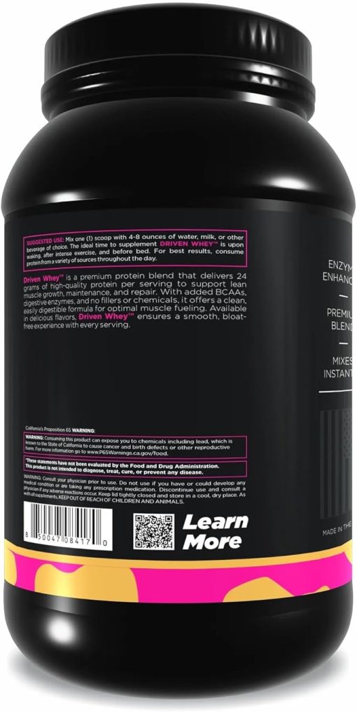Driven WHEY- Grass Fed Whey Protein Powder: Delicious- Clean Protein Shake- Improve Muscle Recovery with 23 Grams of Protein with Added BCAA and Digestive Enzymes (2 lb - Image 2