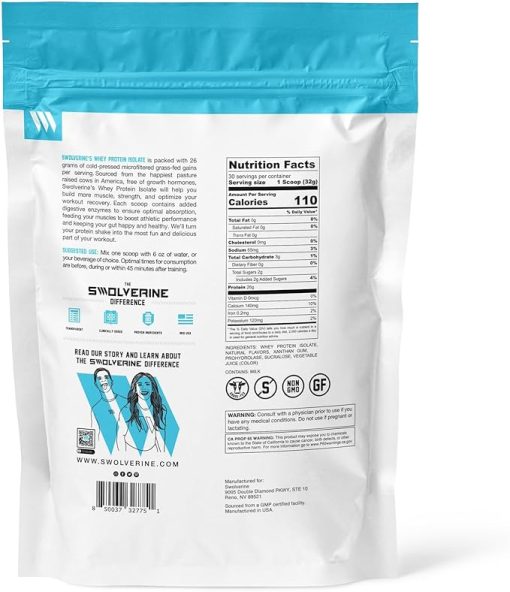 Swolverine Whey Protein Isolate | 26g Protein- Grass-Fed rBGH Free - Image 2