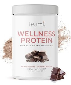 Teami Wellness Vegan Protein Powder – Organic Ingredients (14 Servings- 13.6 Ounce) Smooth Textured Chocolate Plant Based Protein Powder
