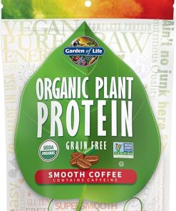 Garden of Life Organic Plant Protein Smooth Coffee Powder- 10 Servings – Vegan