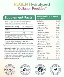 Regen Hydrolyzed Collagen Peptides Powder – 16 oz | Grass-Fed Bovine Collagen Type 1 and 3 Promotes Joint Hair- Nails 2