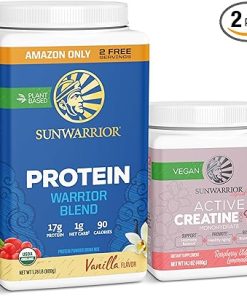 Sunwarrior WarriorBlend Vanilla Protein Powder 32 Servings & Creatine for Women Berry Lemonade 50 Servings